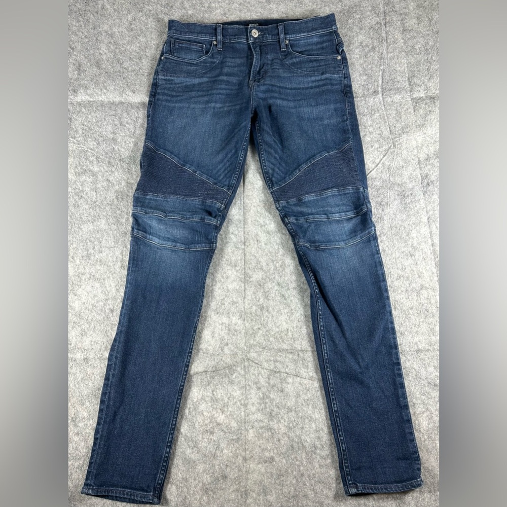 Hudson Jeans Mens 34x32 Med Wash Ethan Biker Skinny Five Pocket Moto Denim